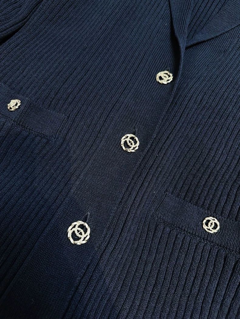 Chanel Chanel Blue Knit Long Cardigan Coat - dmc Size US M / EU 48-50 / 2 - 6 Thumbnail