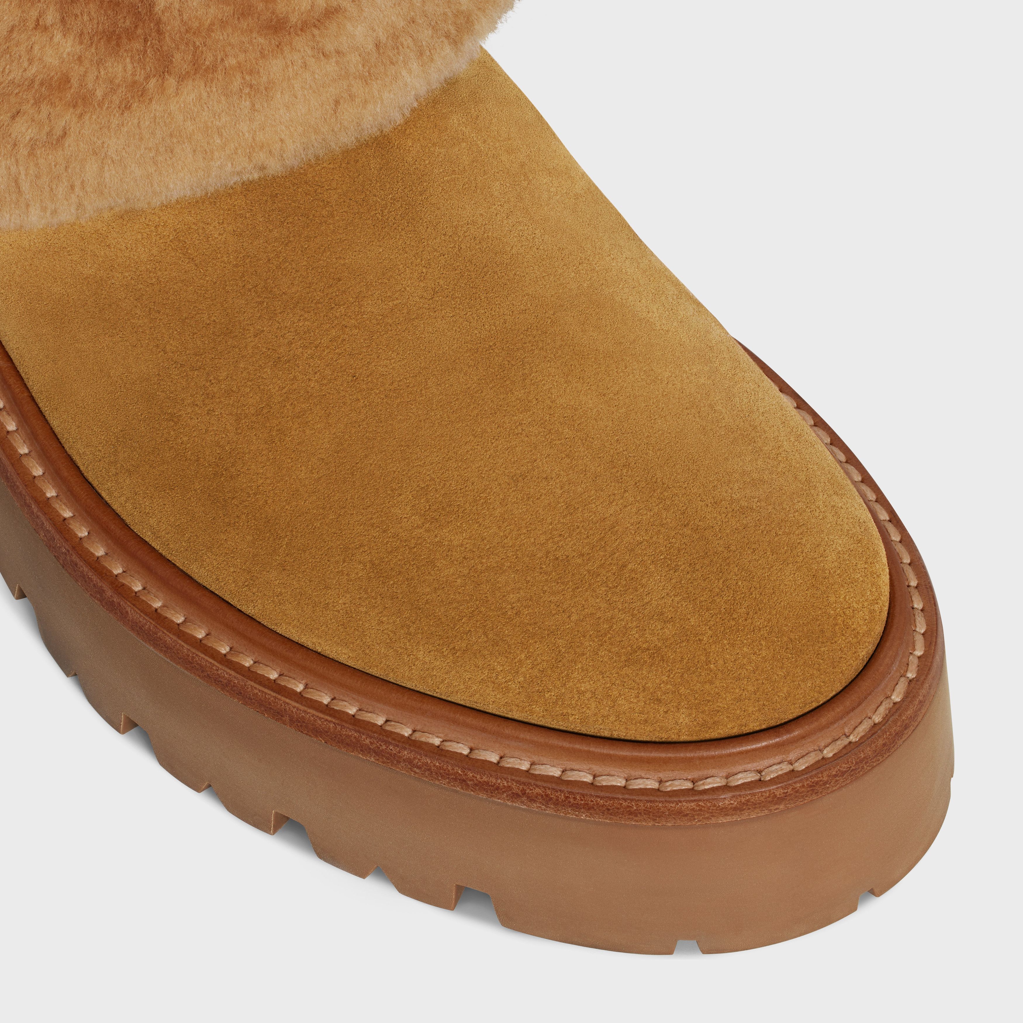 CELINE BULKY HIGH BOOT WITH TRIOMPHE TASSELS in SHEARLING AND SUEDE CALFSKIN