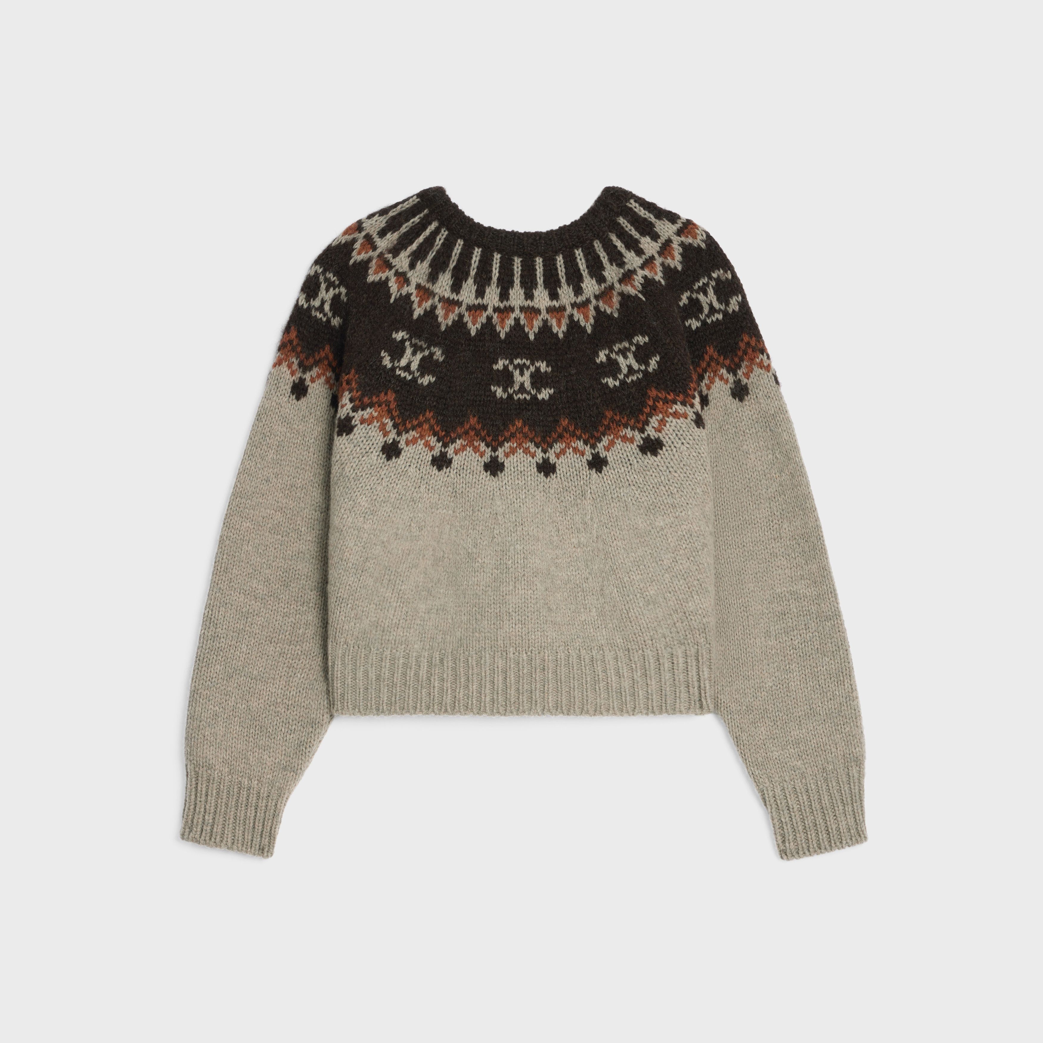 Celine crew neck sweater in triomphe fair isle wool Size XXL / US 16-18 / IT 52-54 - 2 Thumbnail