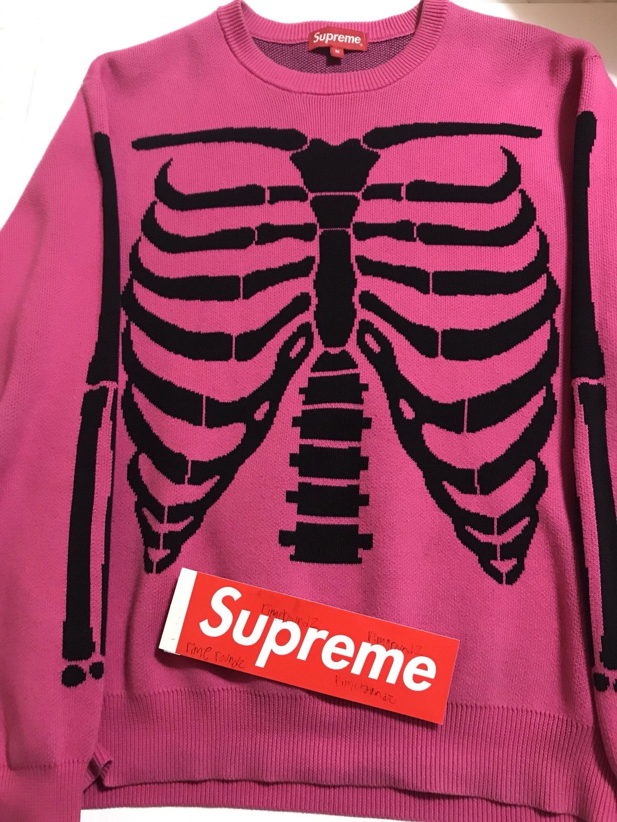 Supreme Supreme Bones Pink Knit Sweater Skeleton | Grailed