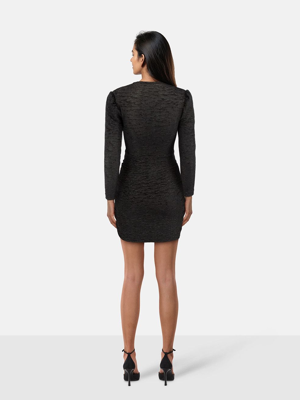ba&sh Black Ruched Sparkly Dress Size XS / US 0-2 / IT 36-38 - 2 Thumbnail