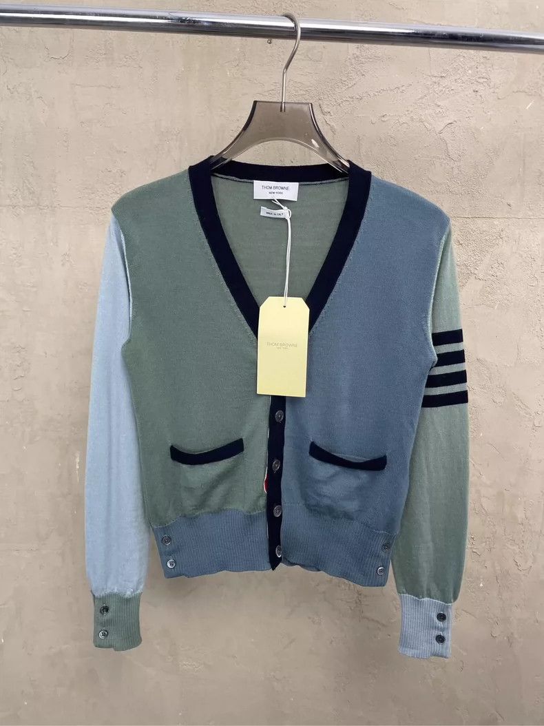 Thom Browne Thom Browne Blue-Green Wool Cardigan- dmc Size US M / EU 48-50 / 2 - 3 Thumbnail