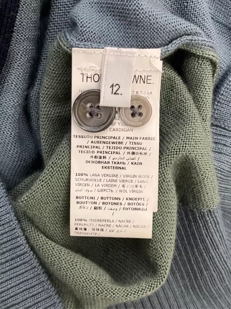 Thom Browne Thom Browne Blue-Green Wool Cardigan- dmc Size US M / EU 48-50 / 2 - 5 Thumbnail