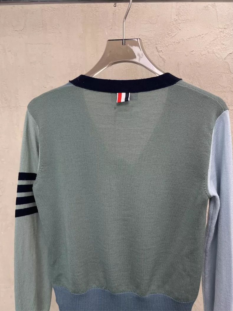 Thom Browne Thom Browne Blue-Green Wool Cardigan- dmc Size US M / EU 48-50 / 2 - 4 Thumbnail