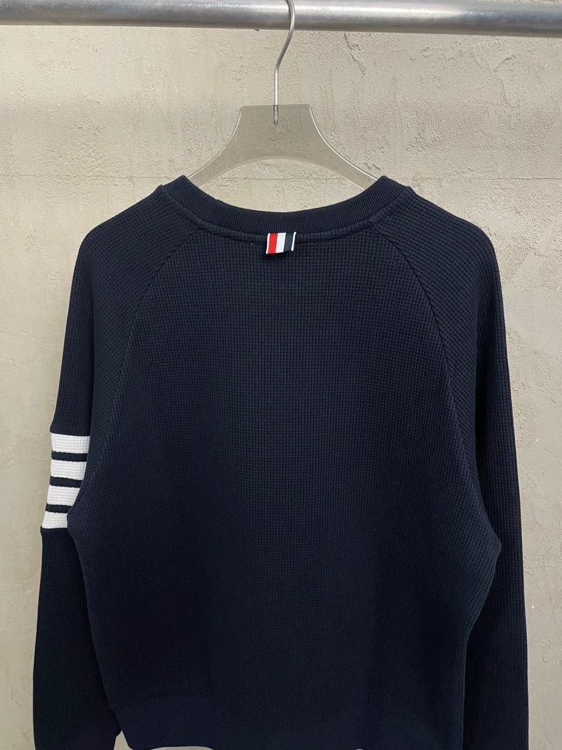 Thom Browne Thom Browne Navy Waffle Knit Sweatshirt- dmc Size US M / EU 48-50 / 2 - 3 Thumbnail