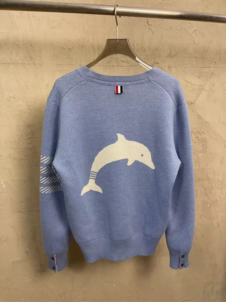 Thom Browne Thom Browne Sky Blue Wool Cardigan- dmc Size US M / EU 48-50 / 2 - 2 Thumbnail