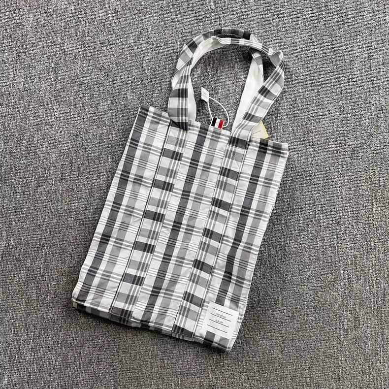 Thom Browne THOM BROWNE Gray White Plaid Tote Bag- dmc Size ONE SIZE - 8 Thumbnail