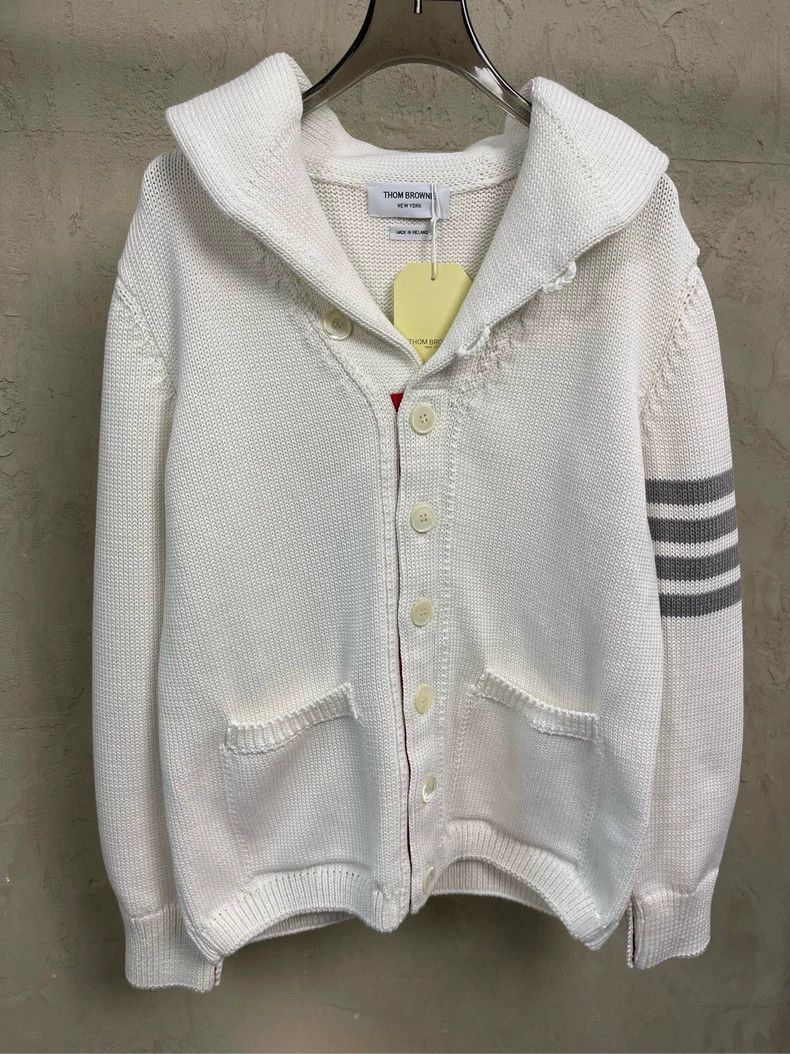 Thom Browne Thom Browne White Stripe Knit Cardigan- dmc Size US M / EU 48-50 / 2 - 3 Thumbnail