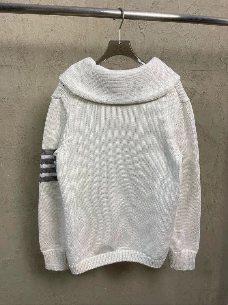 Thom Browne Thom Browne White Stripe Knit Cardigan- dmc Size US M / EU 48-50 / 2 - 2 Thumbnail