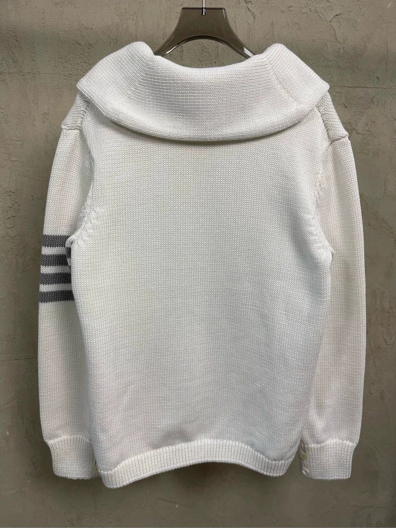 Thom Browne Thom Browne White Stripe Knit Cardigan- dmc Size US M / EU 48-50 / 2 - 5 Thumbnail