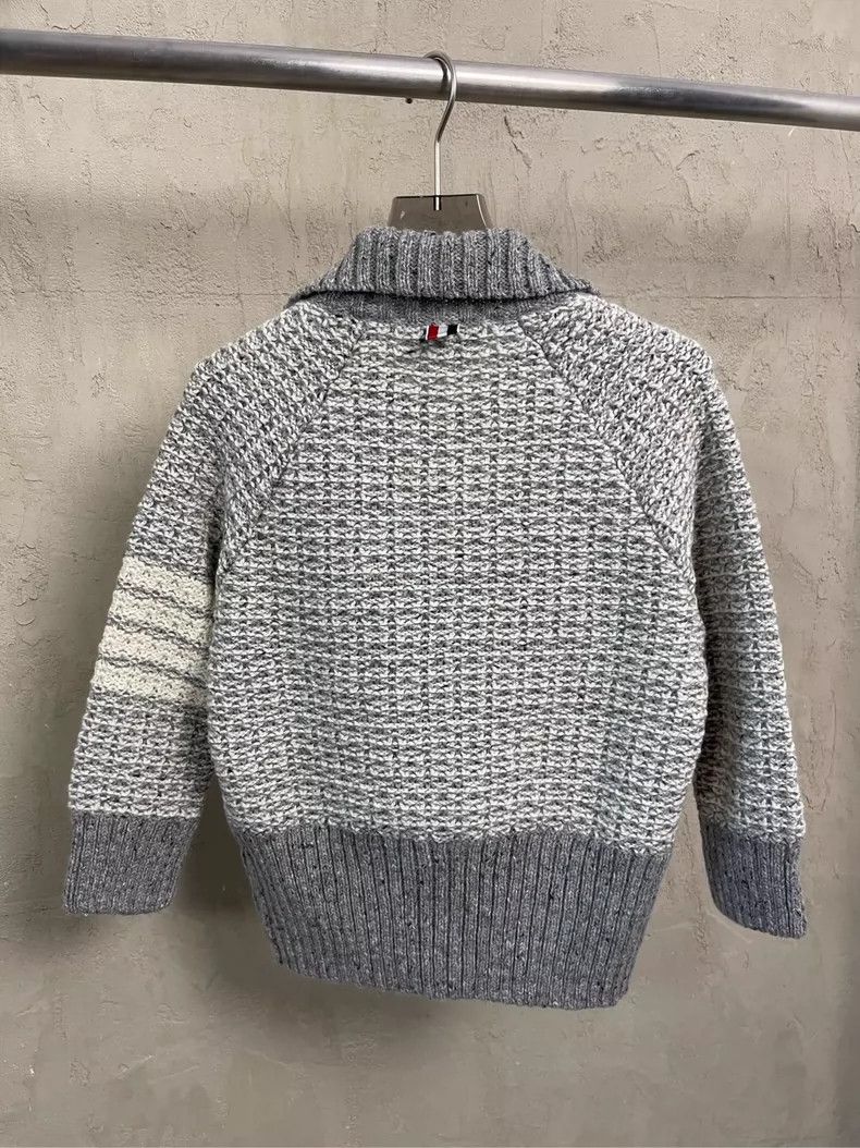 Thom Browne Thom Browne Gray Four-Stripe Cardigan- dmc Size US M / EU 48-50 / 2 - 2 Thumbnail
