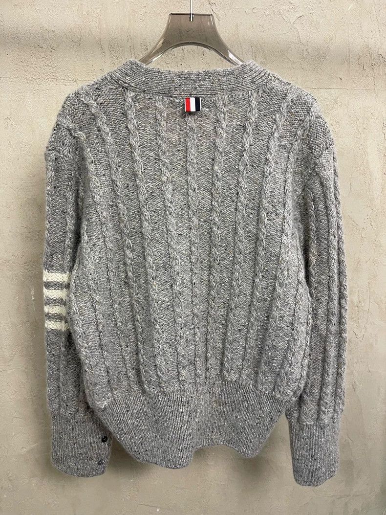Thom Browne Thom Browne Gray Cable Knit Cardigan- dmc Size US M / EU 48-50 / 2 - 4 Thumbnail