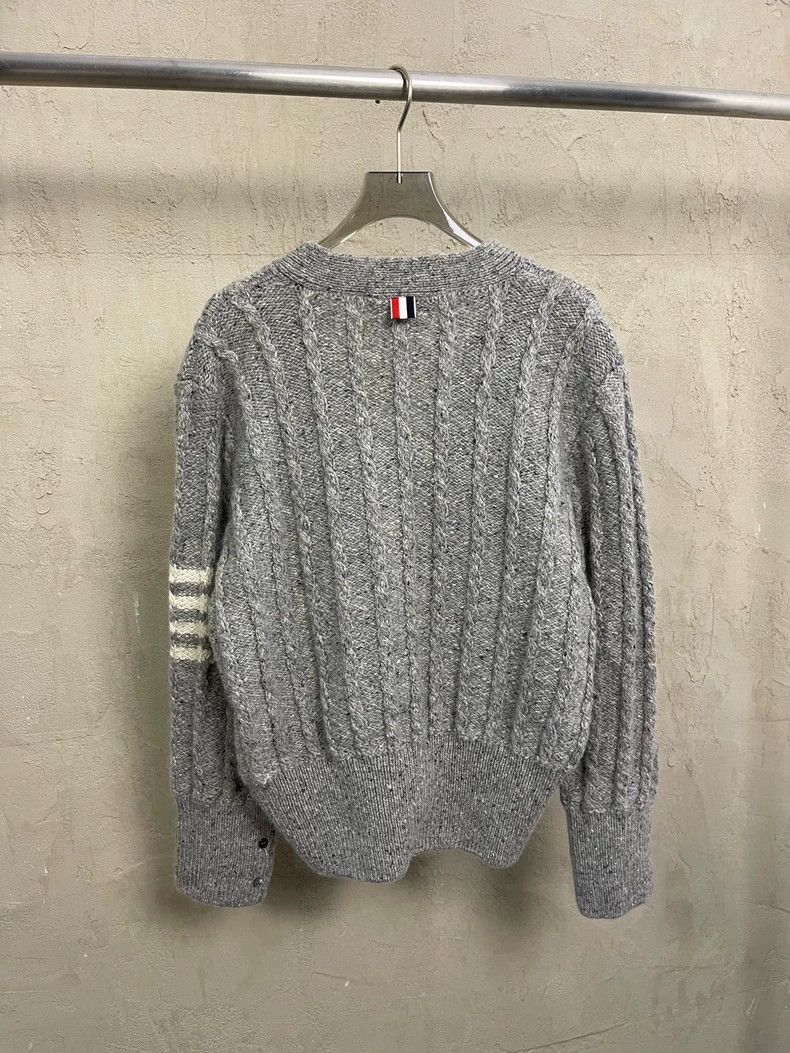 Thom Browne Thom Browne Gray Cable Knit Cardigan- dmc Size US M / EU 48-50 / 2 - 3 Thumbnail
