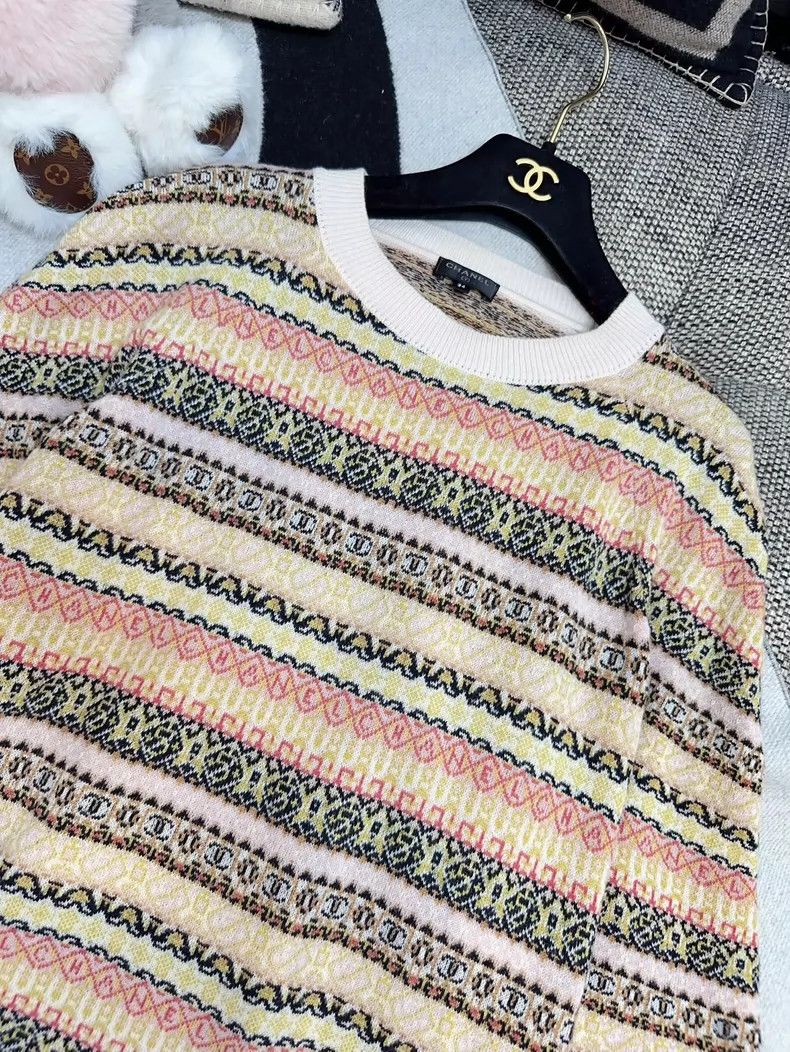 Chanel Chanel Colored Striped Crew Neck Knit Top- dmc Size US M / EU 48-50 / 2 - 4 Thumbnail