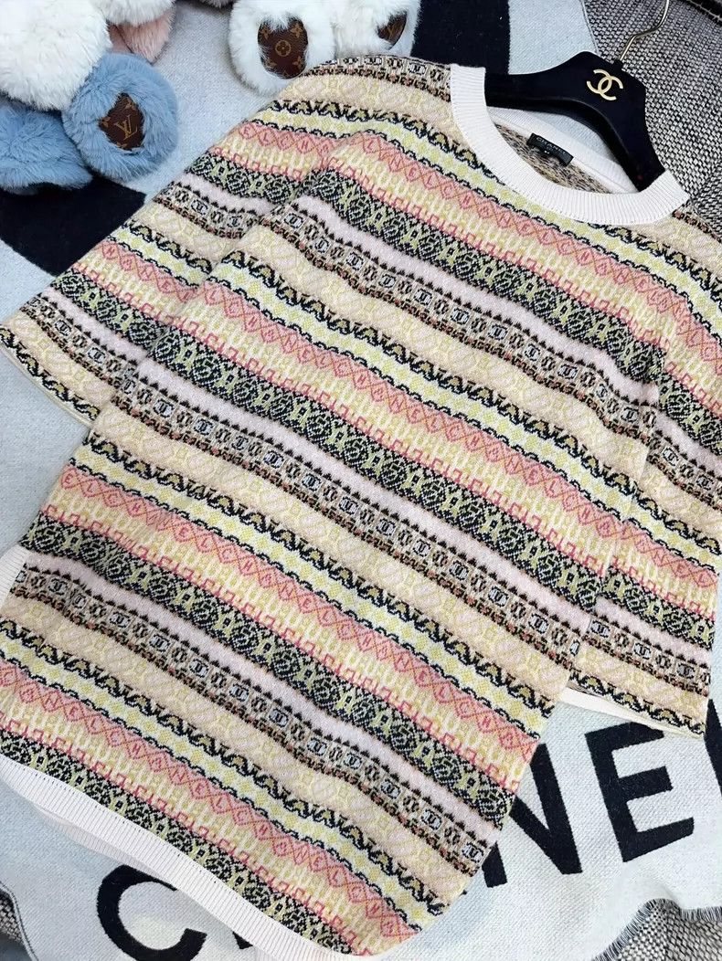 Chanel Chanel Colored Striped Crew Neck Knit Top- dmc Size US M / EU 48-50 / 2 - 5 Thumbnail
