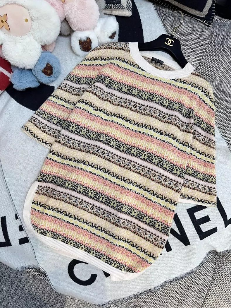 Chanel Chanel Colored Striped Crew Neck Knit Top- dmc Size US M / EU 48-50 / 2 - 3 Thumbnail