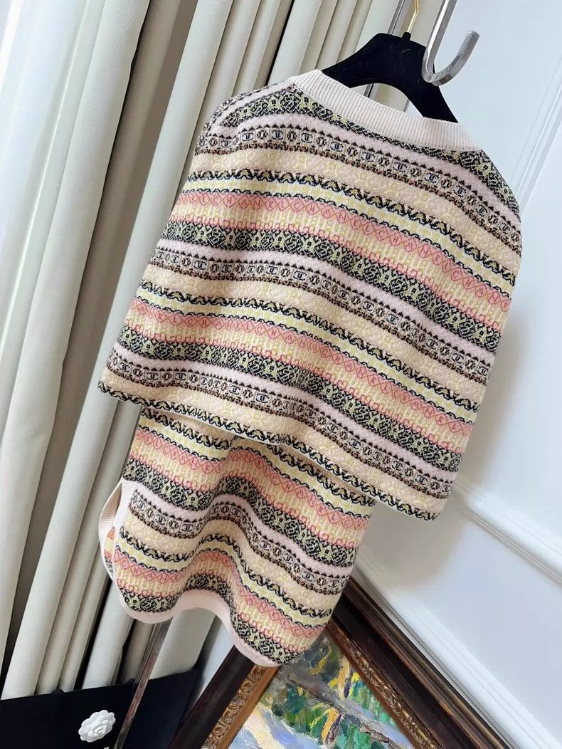Chanel Chanel Colored Striped Crew Neck Knit Top- dmc Size US M / EU 48-50 / 2 - 2 Thumbnail