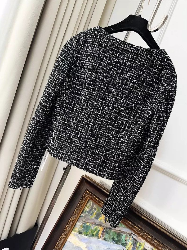 Chanel Chanel Black White Tweed Cropped Jacket- dmc Size US M / EU 48-50 / 2 - 2 Thumbnail