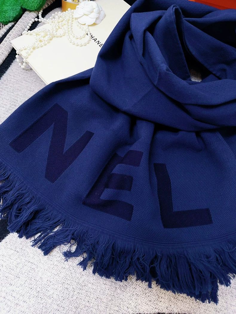 Chanel Chanel 23C Large Logo Fringe Scarf Shawl- dmc Size ONE SIZE - 3 Thumbnail