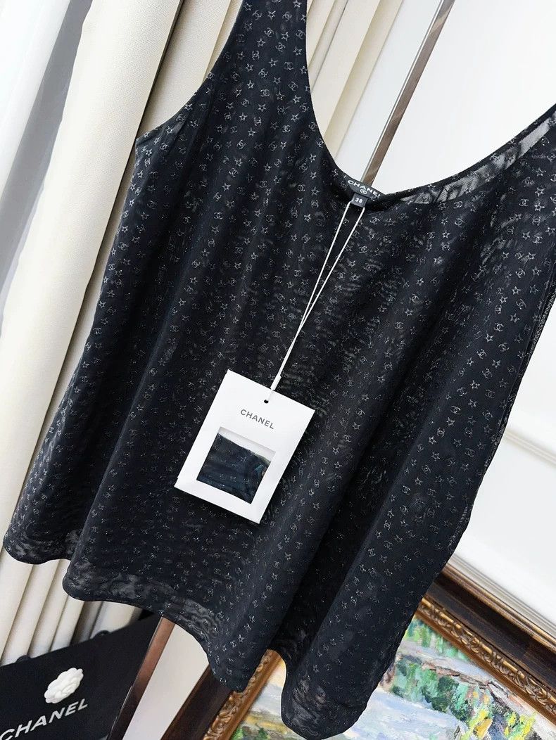 Chanel Chanel Black Silver Double C Star Tank Top- dmc Size US M / EU 48-50 / 2 - 3 Thumbnail
