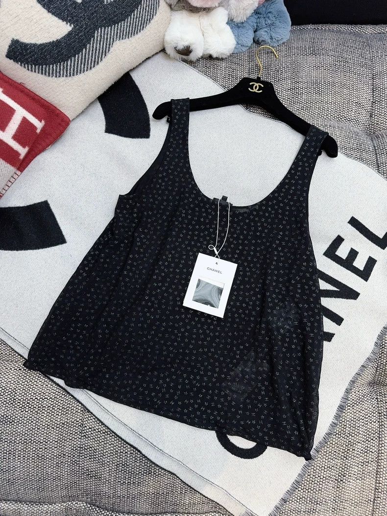 Chanel Chanel Black Silver Double C Star Tank Top- dmc Size US M / EU 48-50 / 2 - 7 Thumbnail