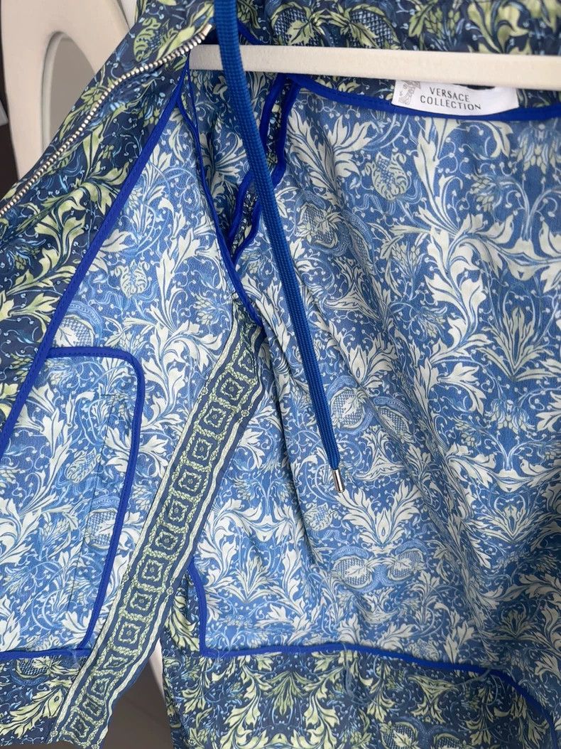 Versace Versace Collection Blue Floral Hooded Jacket- dmc Size US M / EU 48-50 / 2 - 6 Thumbnail