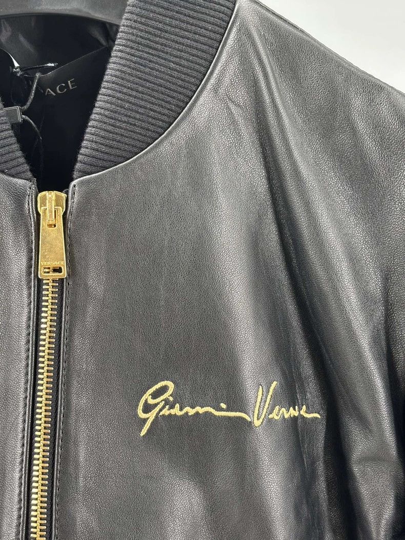Versace Versace Women's Black Leather Jacket- dmc Size US XL / EU 56 / 4 - 2 Thumbnail