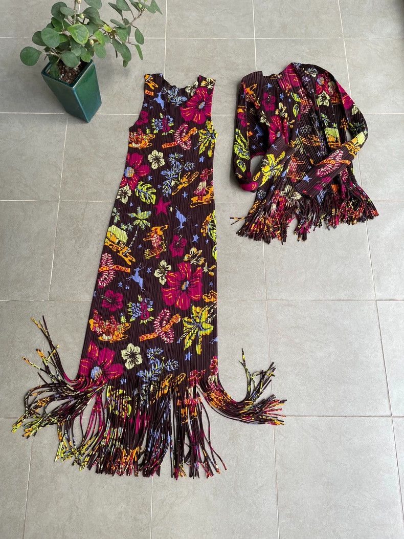 Issey Miyake Vintage Printed Fringe Jacket- dmc Size US M / EU 48-50 / 2 - 4 Thumbnail