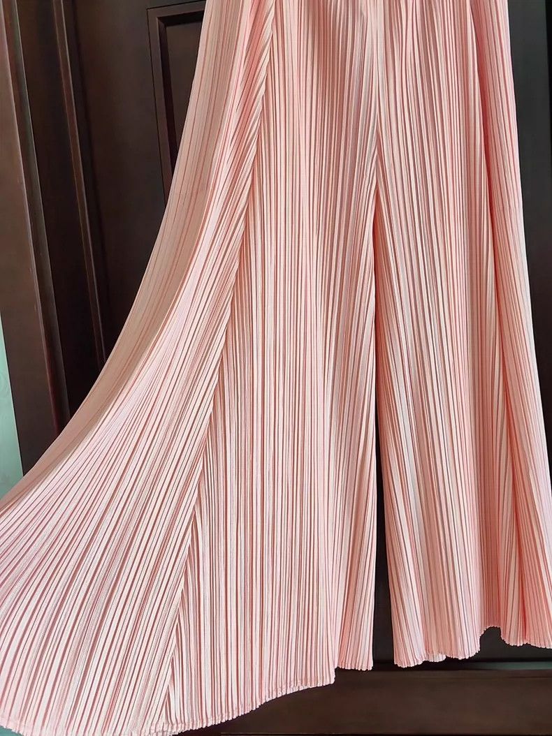 Issey Miyake Issey Miyake Pink Pleated Wide-Leg Pants- dmc Size US 30 / EU 46 - 2 Thumbnail