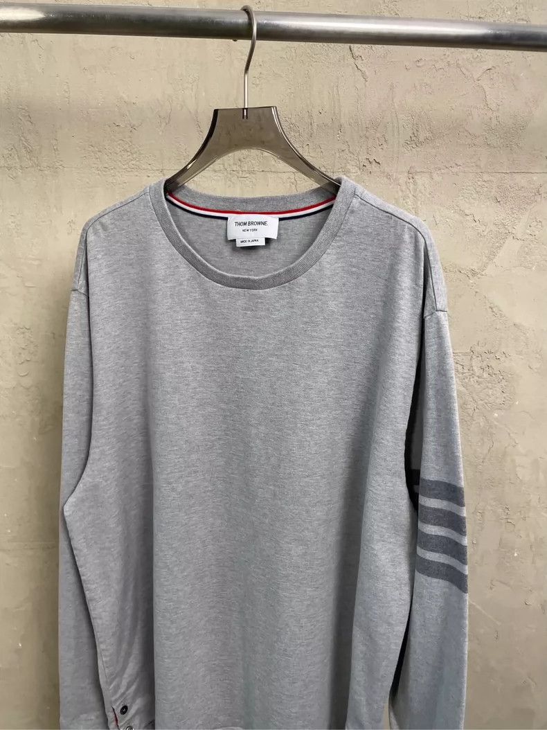 Thom Browne Thom Browne Grey Striped Long Sleeve T-shirt- dmc Size US L / EU 52-54 / 3 - 3 Thumbnail