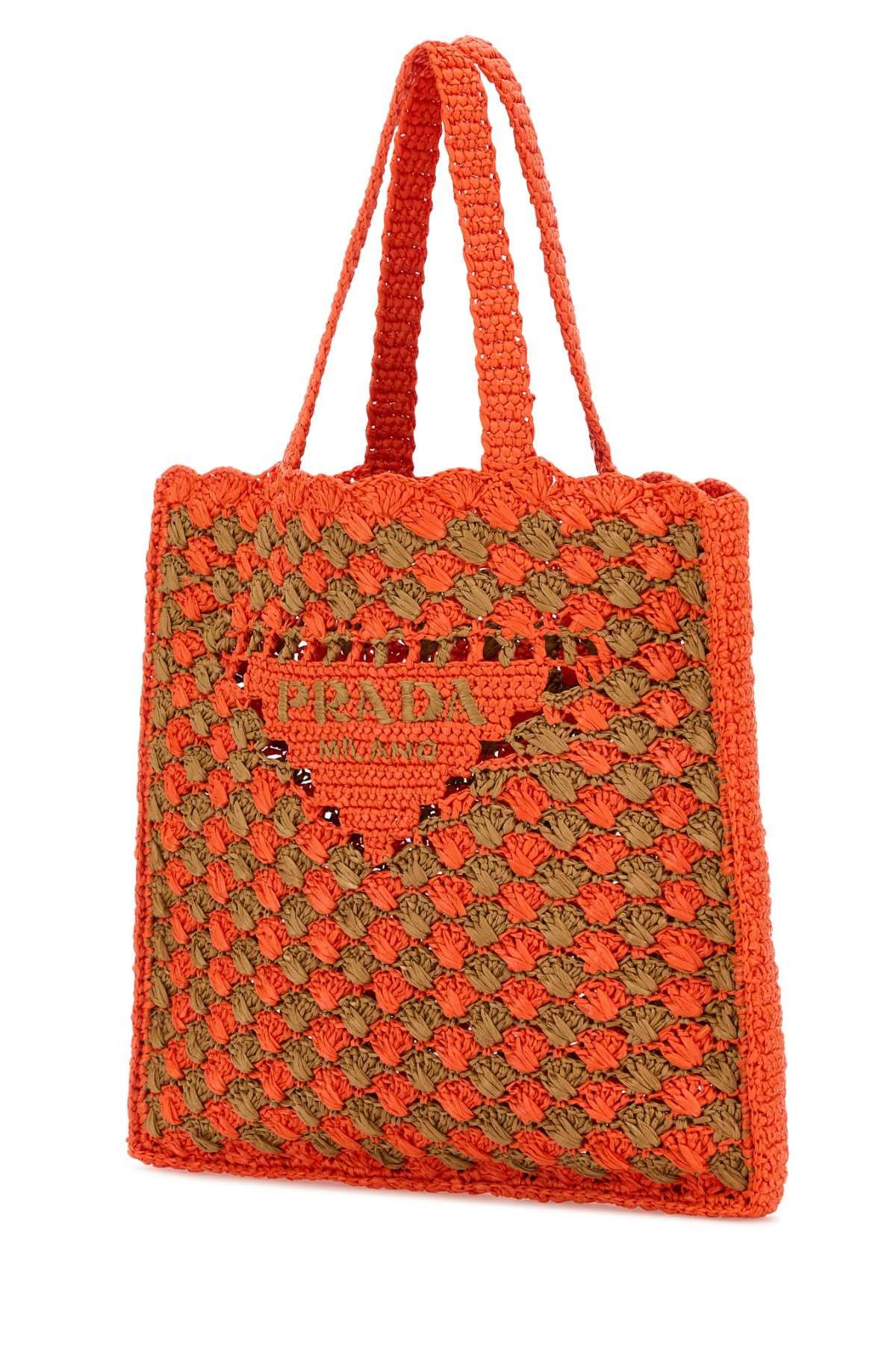 Prada Two-Tone Raffia Shopping Bag Size ONE SIZE - 2 Thumbnail