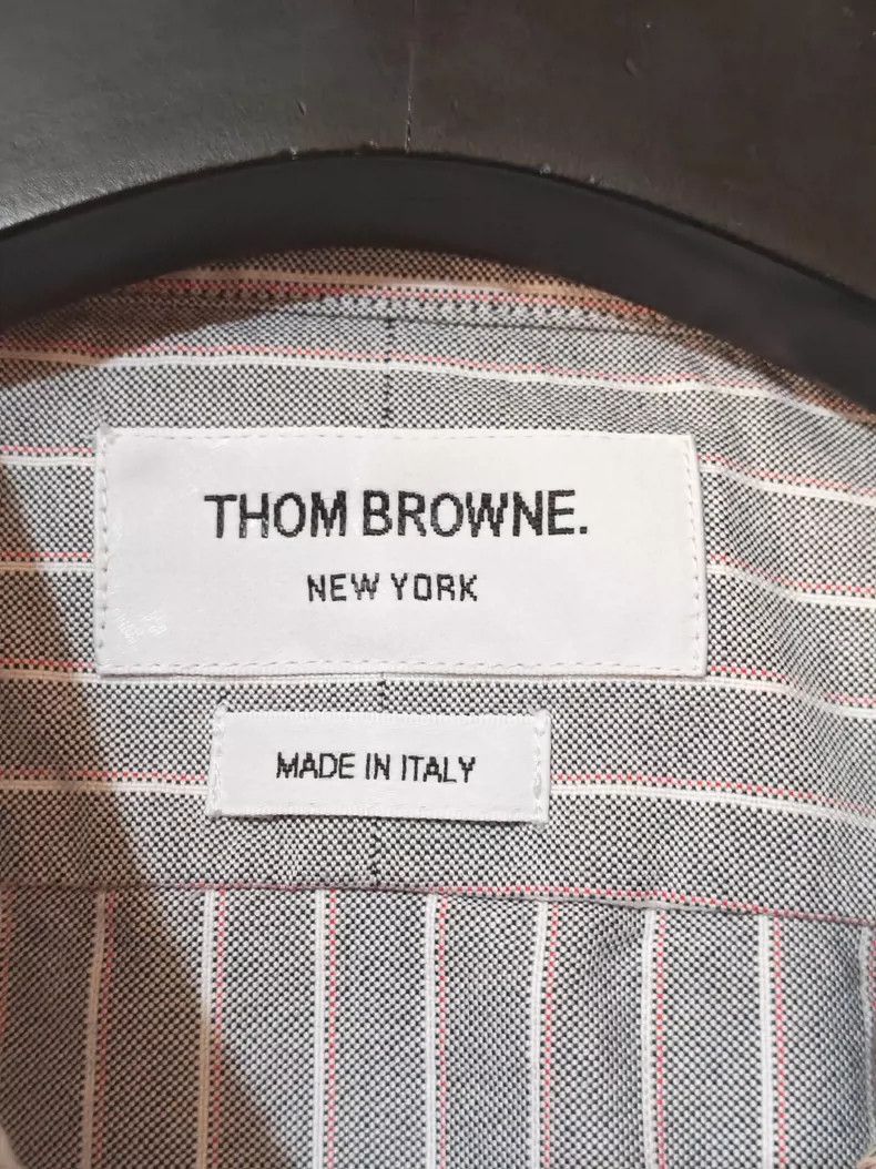 Thom Browne Thom Browne Gray Striped Oxford Shirt- dmc Size US S / EU 44-46 / 1 - 2 Thumbnail