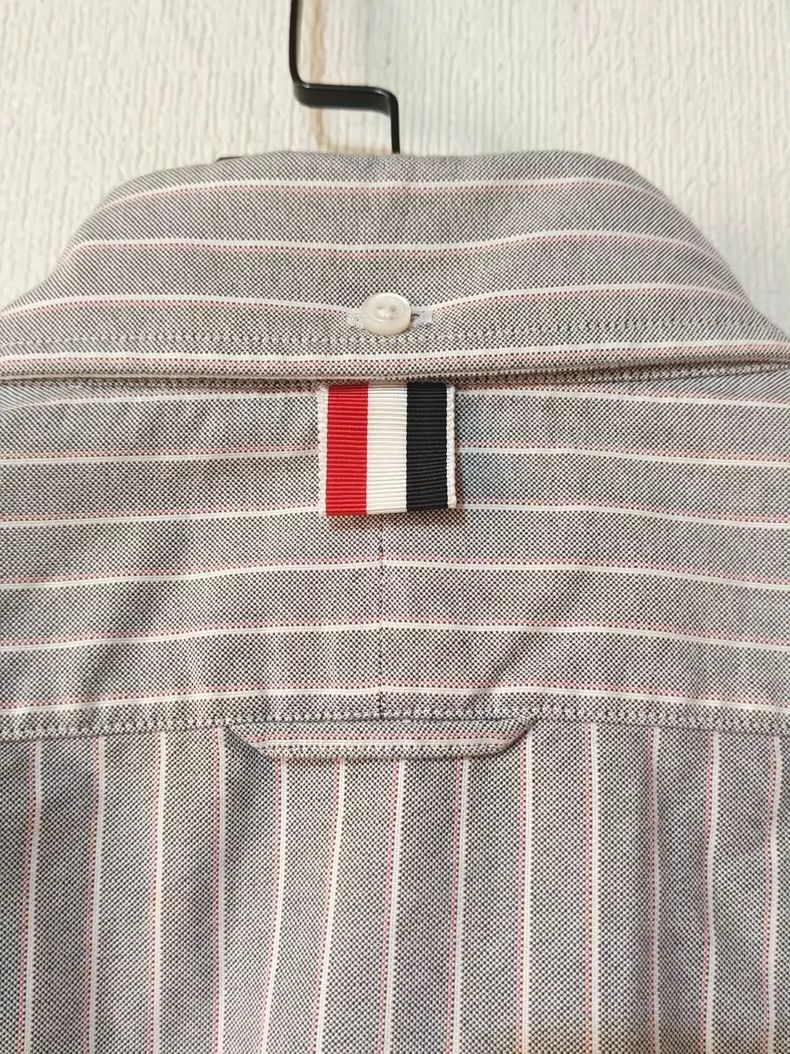 Thom Browne Thom Browne Gray Striped Oxford Shirt- dmc Size US S / EU 44-46 / 1 - 5 Thumbnail