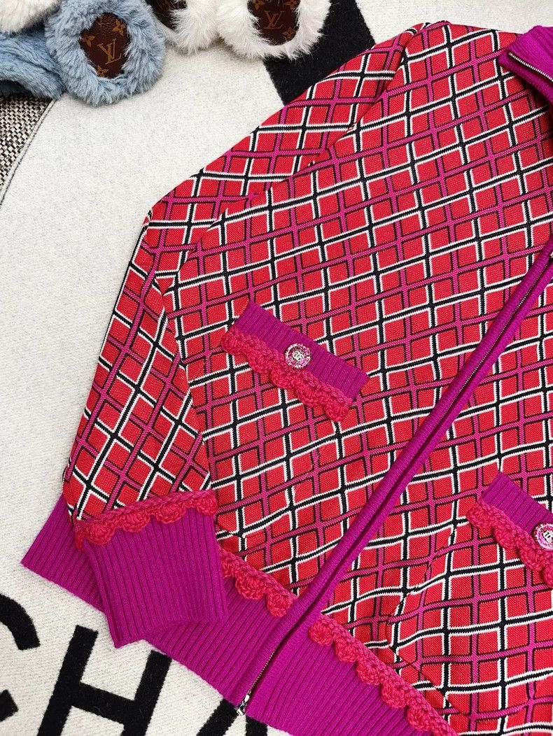 Chanel Chanel Purple Argyle Knit Jacket- dmc Size US M / EU 48-50 / 2 - 2 Thumbnail