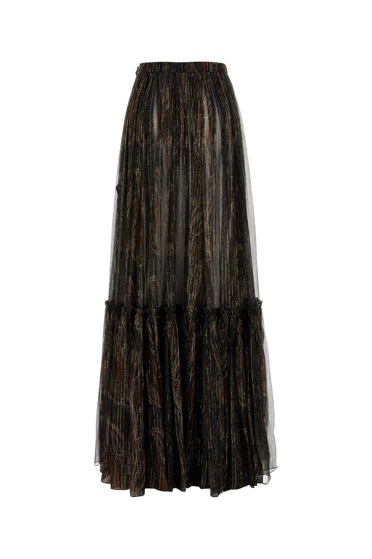 Saint Laurent Paris Printed Silk Blend Skirt Size 27" / US 4 / IT 40 - 2 Thumbnail