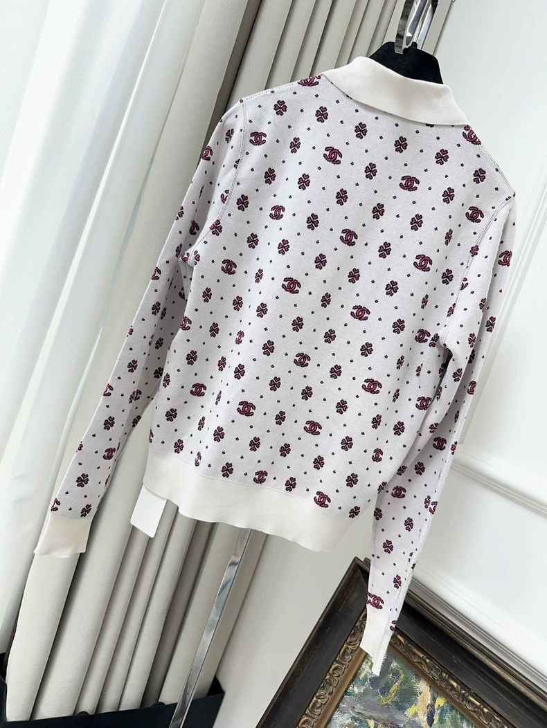 Chanel Chanel 23P Logo Clover Zip Collar Knit- dmc Size US M / EU 48-50 / 2 - 2 Thumbnail