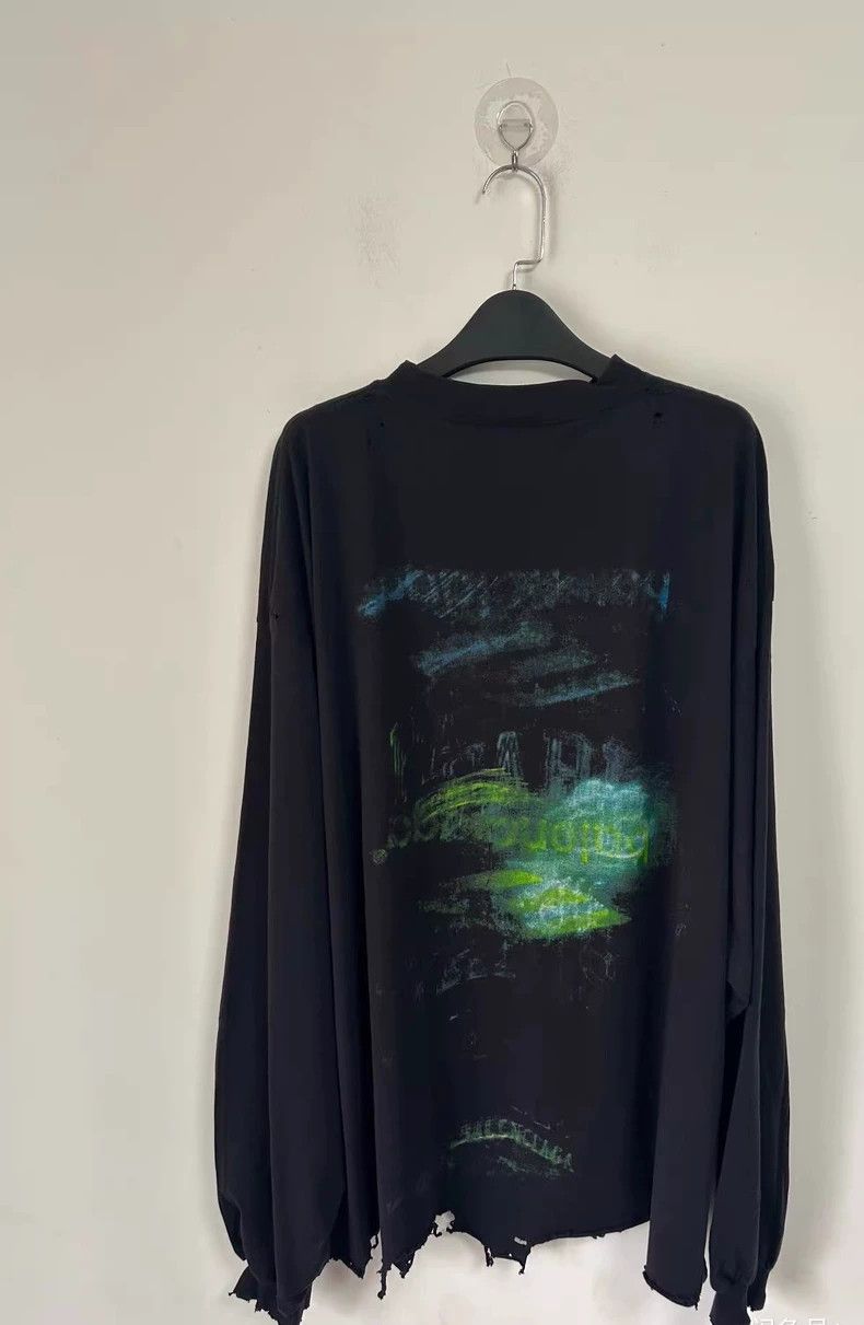 Balenciaga Balenciaga Black Long Sleeve Graffiti Top- dmc Size US M / EU 48-50 / 2 - 2 Thumbnail