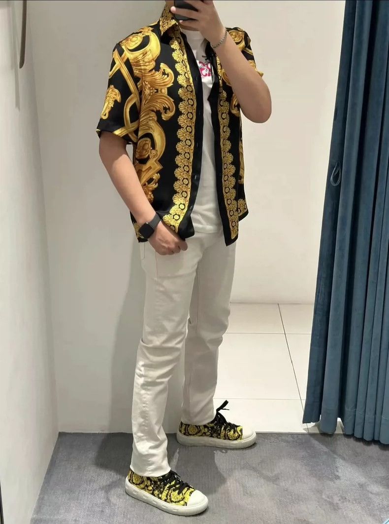 Versace VERSACE Baroque Silk Short Sleeve Shirt- dmc Size US M / EU 48-50 / 2 - 7 Thumbnail