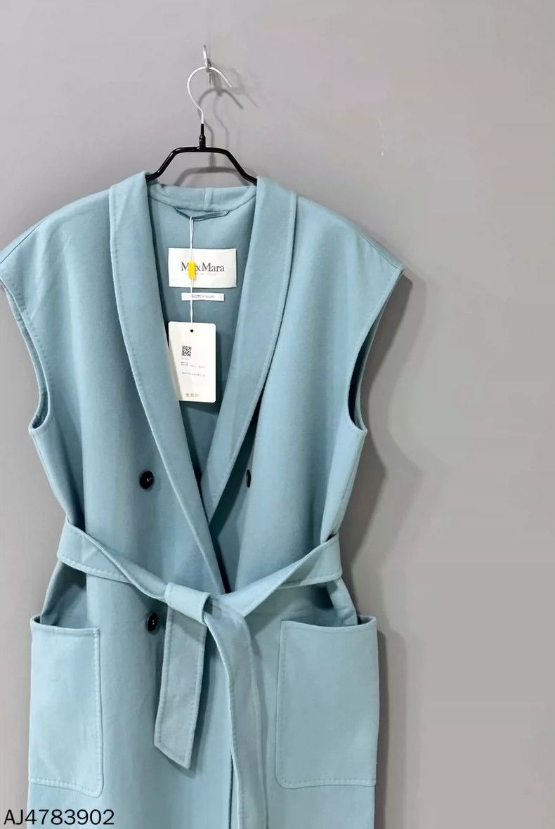 Vintage MaxMara Blue Wool Blend Sleeveless Coat- dmc Size US M / EU 48-50 / 2 - 2 Thumbnail