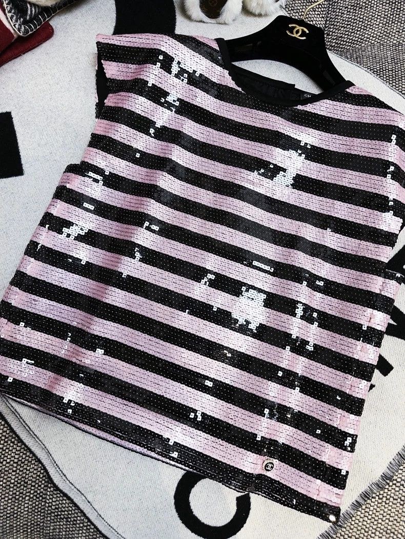 Chanel Chanel 22C Sequin Striped Sleeveless Top- dmc Size US M / EU 48-50 / 2 - 3 Thumbnail