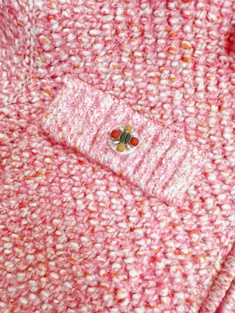 Chanel Chanel Pink Knit Jacket with Glass Buttons- dmc Size US M / EU 48-50 / 2 - 4 Thumbnail