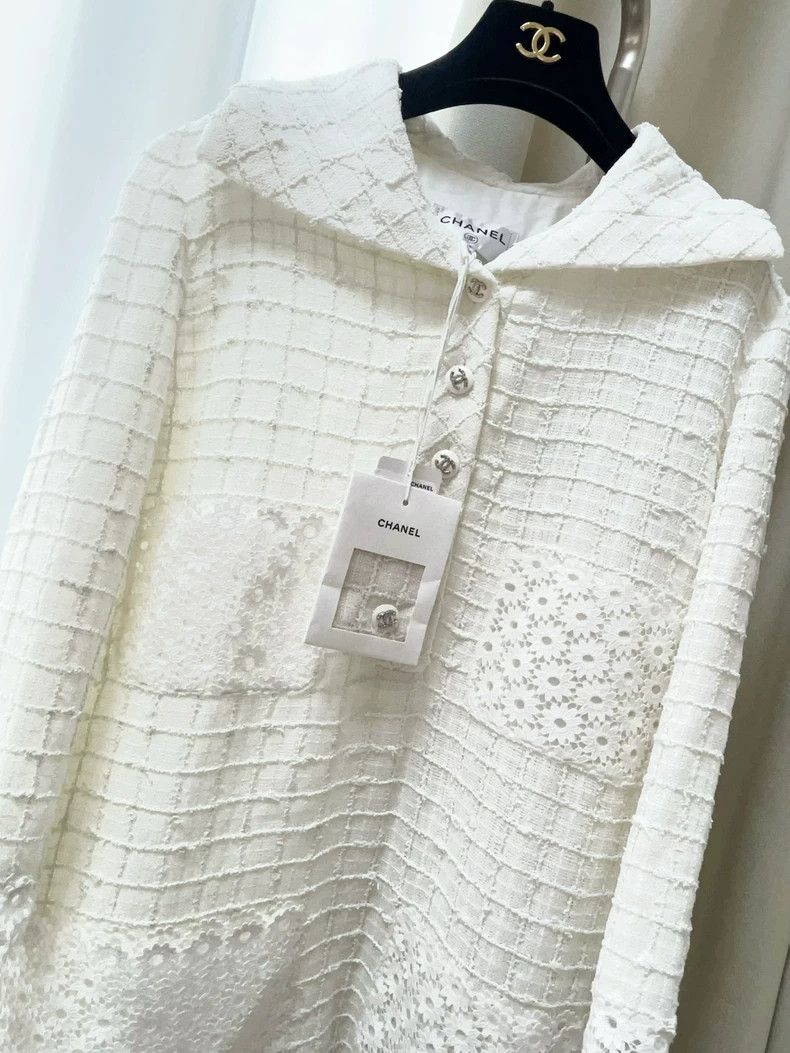 Chanel Chanel 21C White Lace Long Sleeve Dress- dmc Size US M / EU 48-50 / 2 - 2 Thumbnail