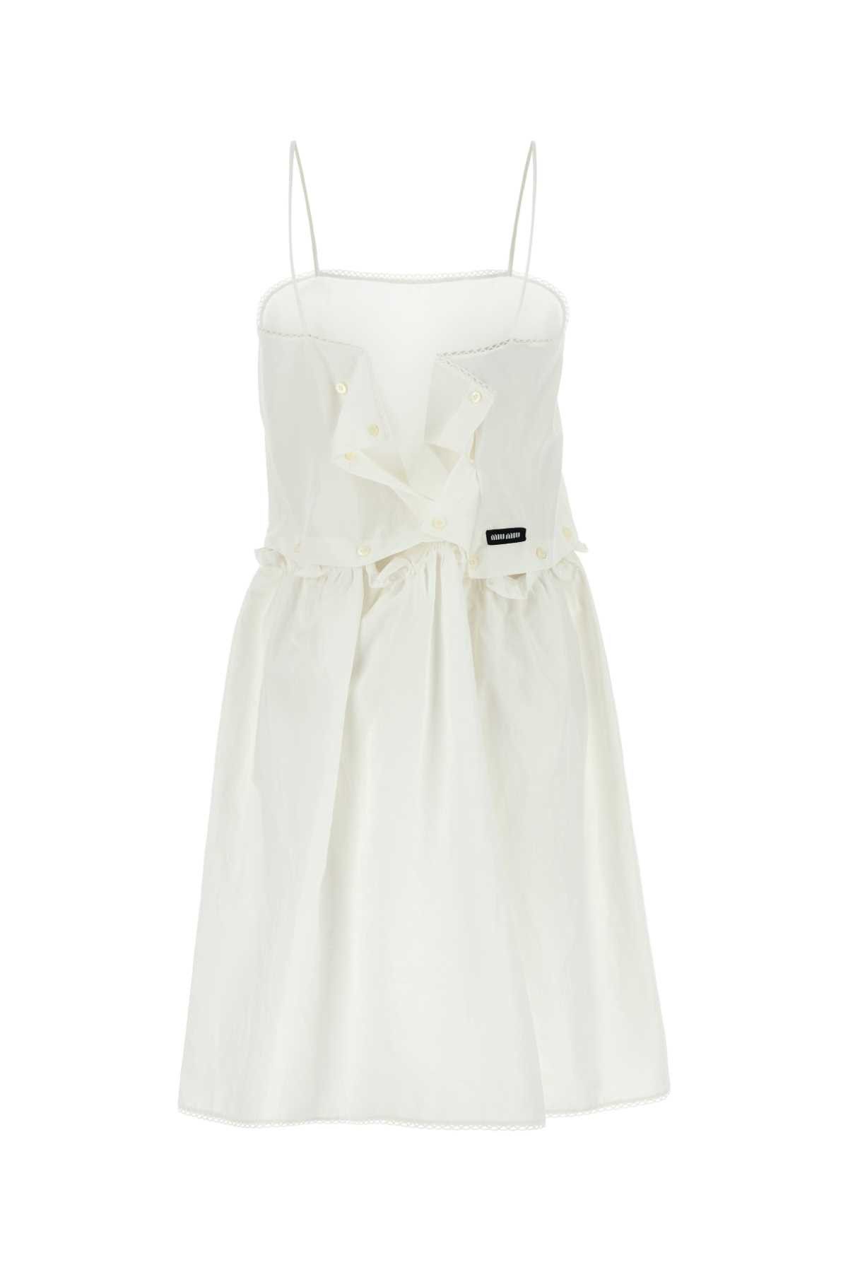 Miu Miu White Poplin Mini Dress Size M / US 6-8 / IT 42-44 - 2 Thumbnail