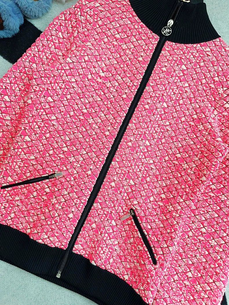 Chanel Chanel Pink Wool Zip Jacket with Logo- dmc Size US M / EU 48-50 / 2 - 5 Thumbnail