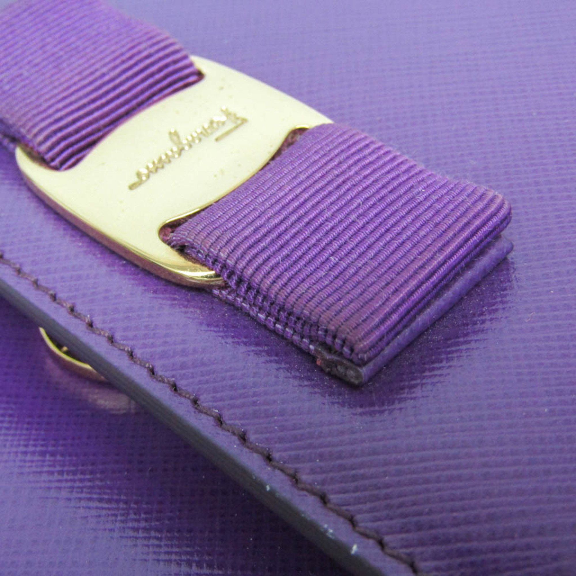 Salvatore Ferragamo Salvatore Ferragamo Vara Chain Shoulder Bag AU 21 D855 Women's Leather Shoulder Bag Purple Size ONE SIZE - 7 Thumbnail