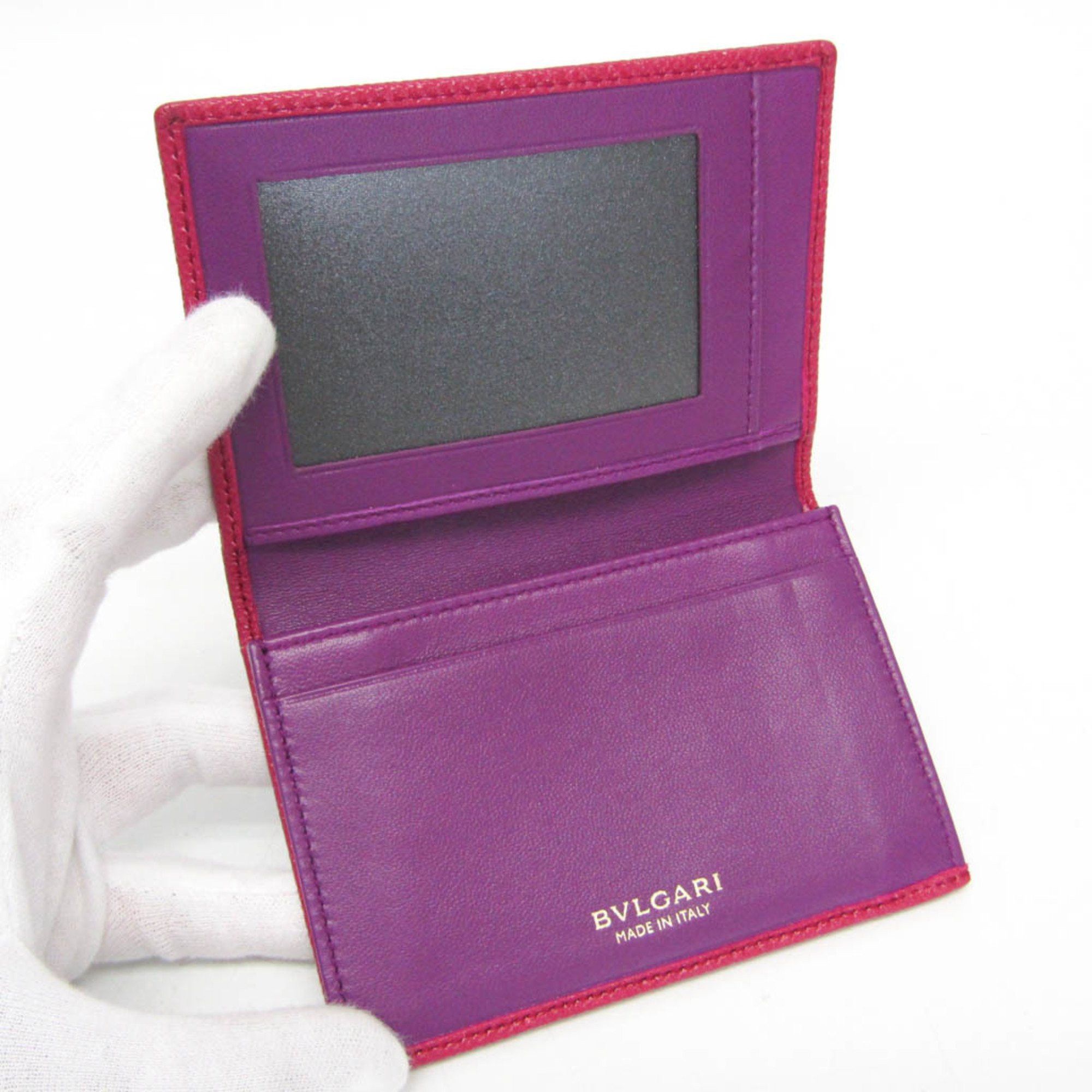 Bvlgari Bvlgari 287264 Leather Card Case Pink,Purple Size ONE SIZE - 4 Thumbnail