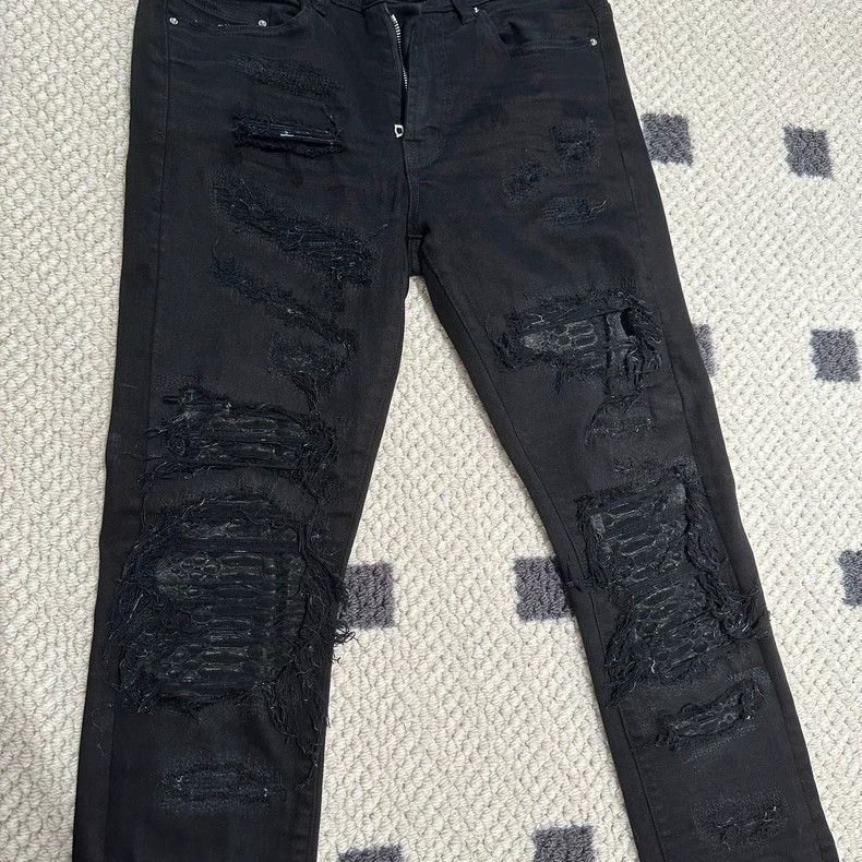 Amiri AMIRI 16SS MX0 Black Python Patch Jeans- dmc Size US 30 / EU 46 - 3 Thumbnail