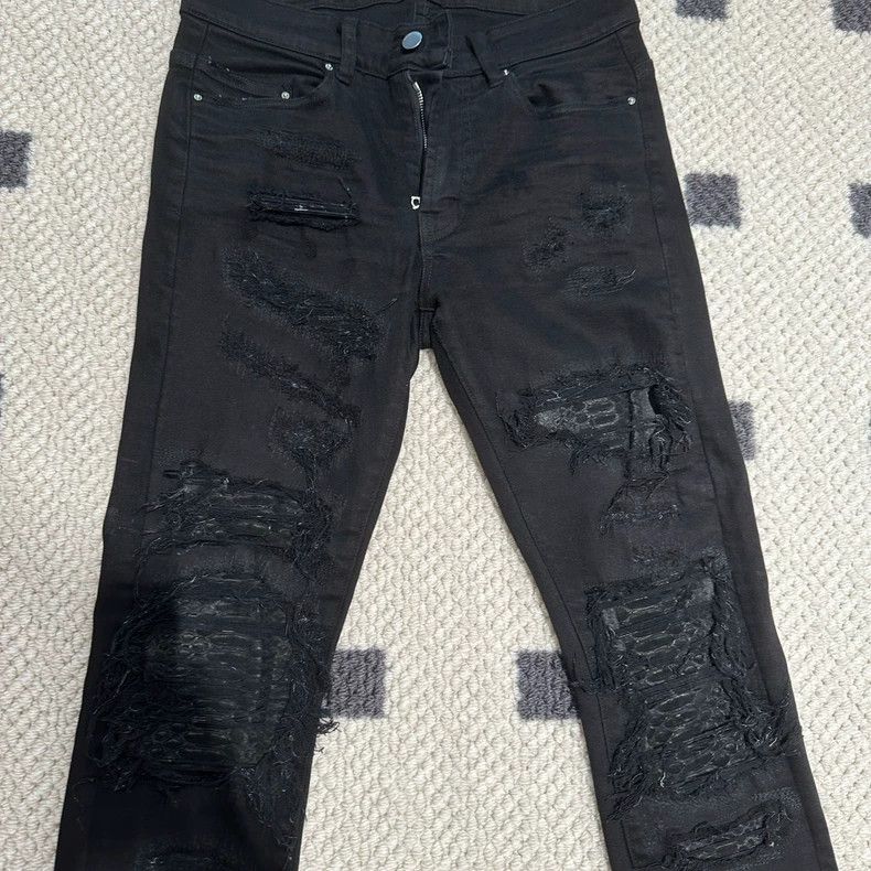 Amiri AMIRI 16SS MX0 Black Python Patch Jeans- dmc Size US 30 / EU 46 - 4 Thumbnail