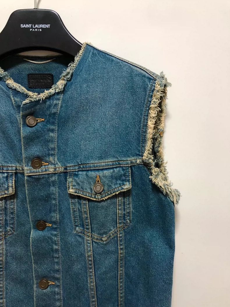 Saint Laurent Paris Saint Laurent Distressed Denim Vest- dmc Size US S / EU 44-46 / 1 - 3 Thumbnail