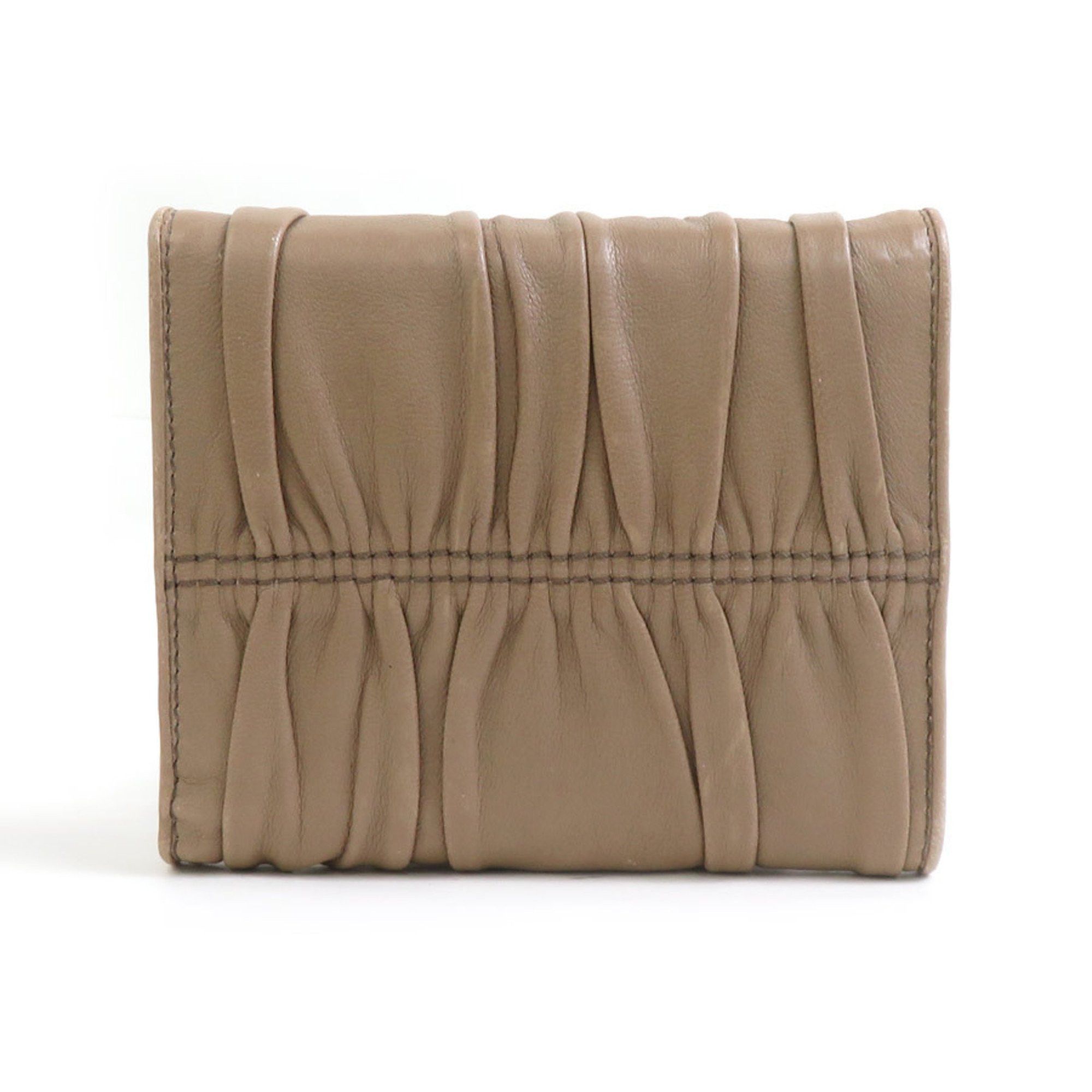 Prada Prada Tri-fold Wallet, Beige Leather, Women's, 1M0176, 56305g Size ONE SIZE - 2 Thumbnail